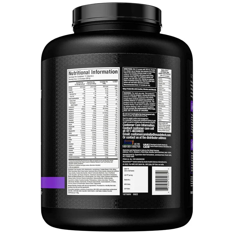 MuscleTech Mass-Tech Extreme 2000 6.6 lbs – Dietary Supplement Powder
