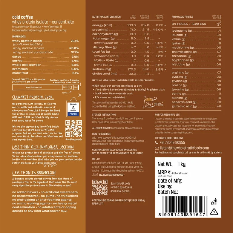 The Whole Truth 24g Whey Protein Concentrate