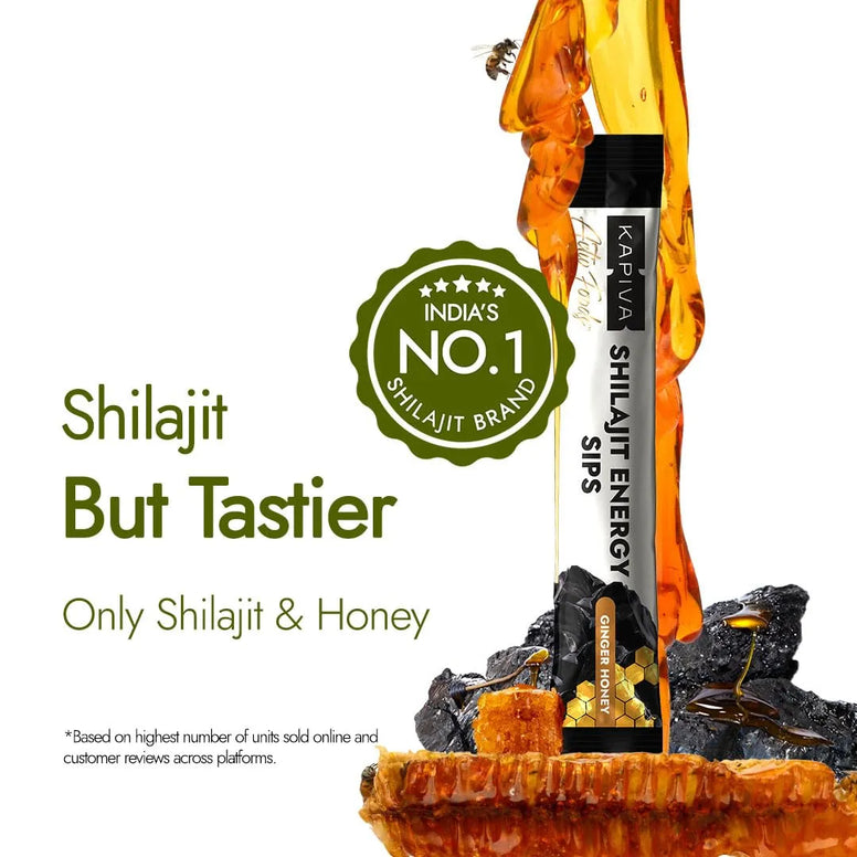 Kapiva Shilajit Energy Sips | 250mg Pure Shilajit | 30 Sachets