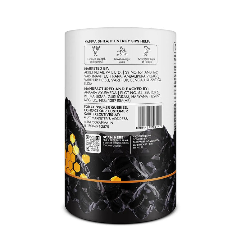 Kapiva Shilajit Energy Sips | 250mg Pure Shilajit | 30 Sachets