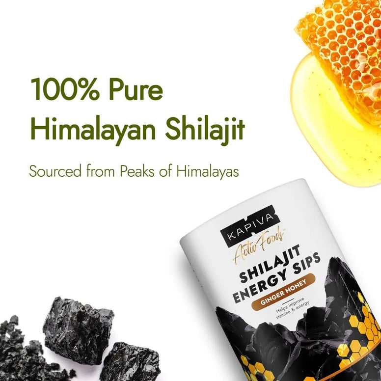 Kapiva Shilajit Energy Sips | 250mg Pure Shilajit | 30 Sachets