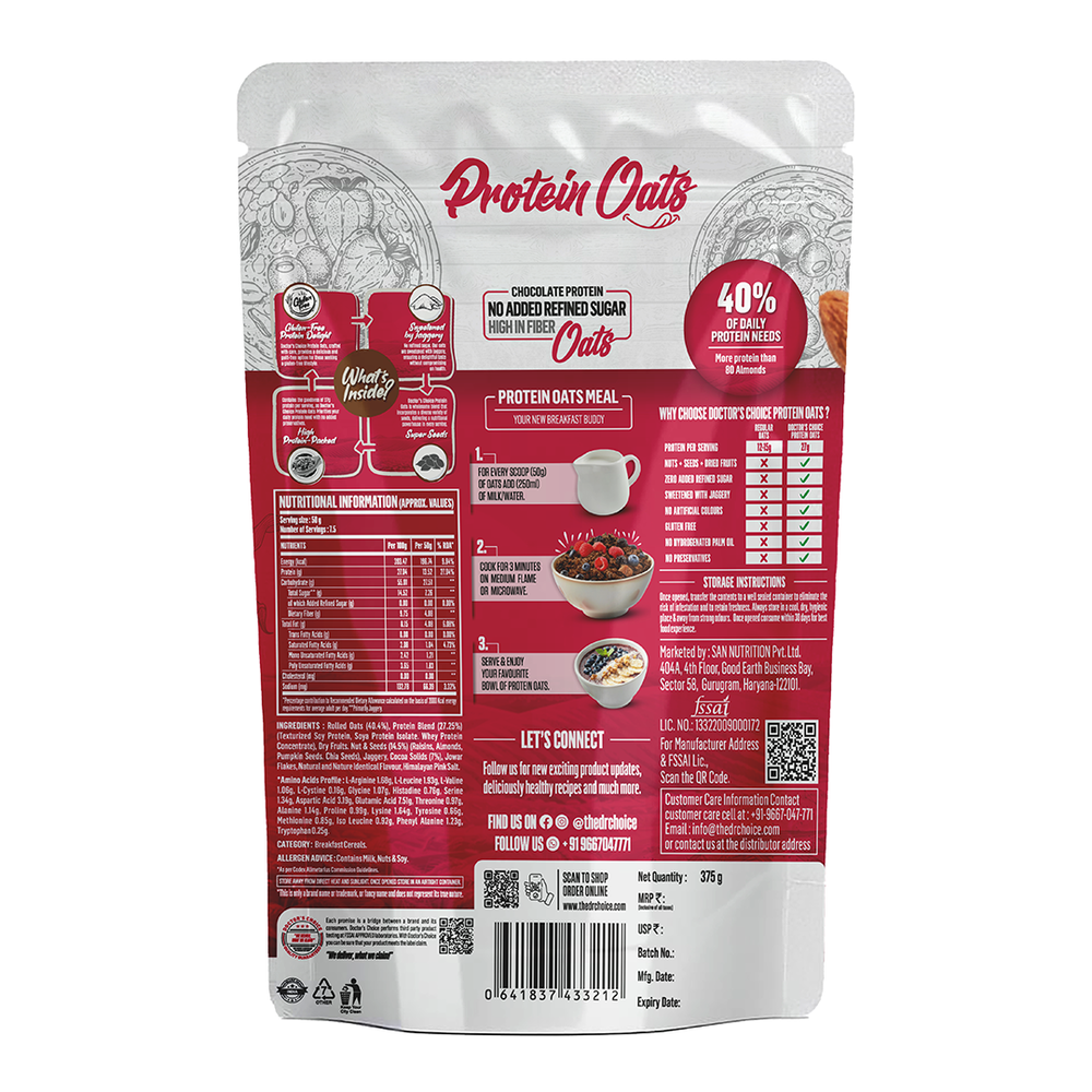 Doctor's Choice Protein Oats 375 GM