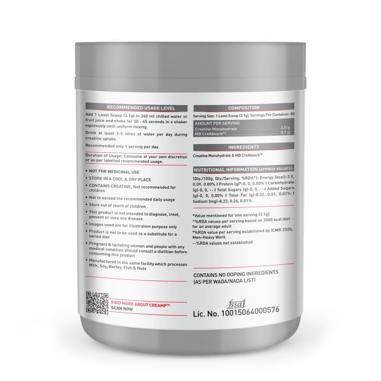 MuscleBlaze Creatine Monohydrate CreAMP | 320gm