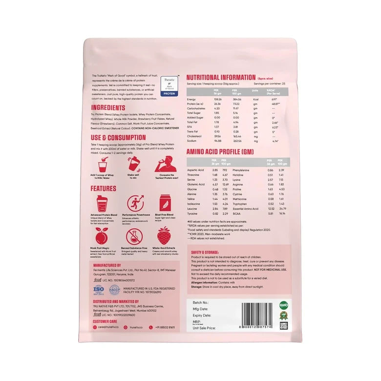 Trunativ Pro Blend Whey Protein Isolate & Concentrate| 907g | 26g Per Ser